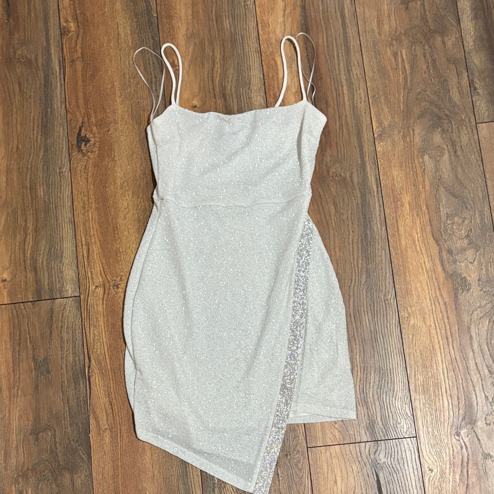 Windsor Silver Asymmetrical Glitter Dress